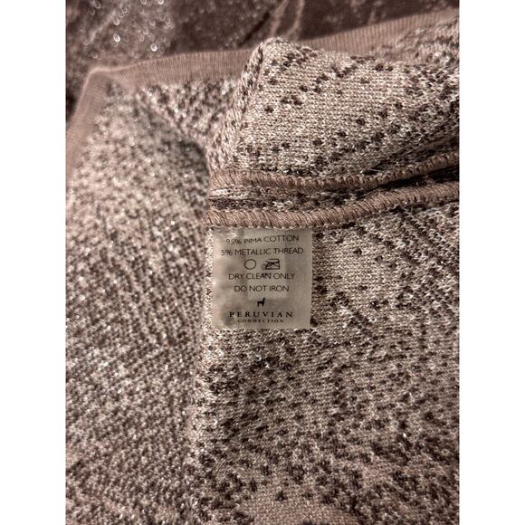 New Peruvian Connection Dress XS Womens Brown Silver Metallic Knit Pima Cotton - Picture 9 of 9
